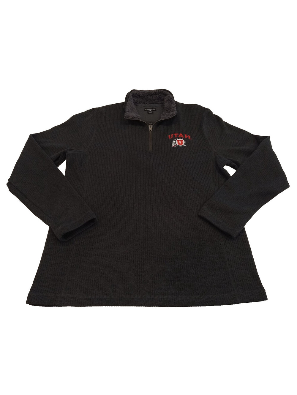 Champion Utah Utes Pullover Mens Medium Dark Gray 1/4 Zip Fleece Collar Jacket M